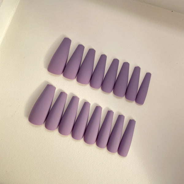 Long Coffin Lilac Nails