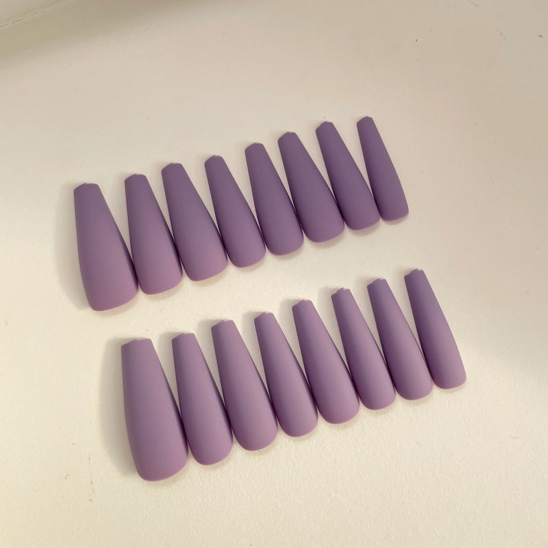 Long Coffin Lilac Nails