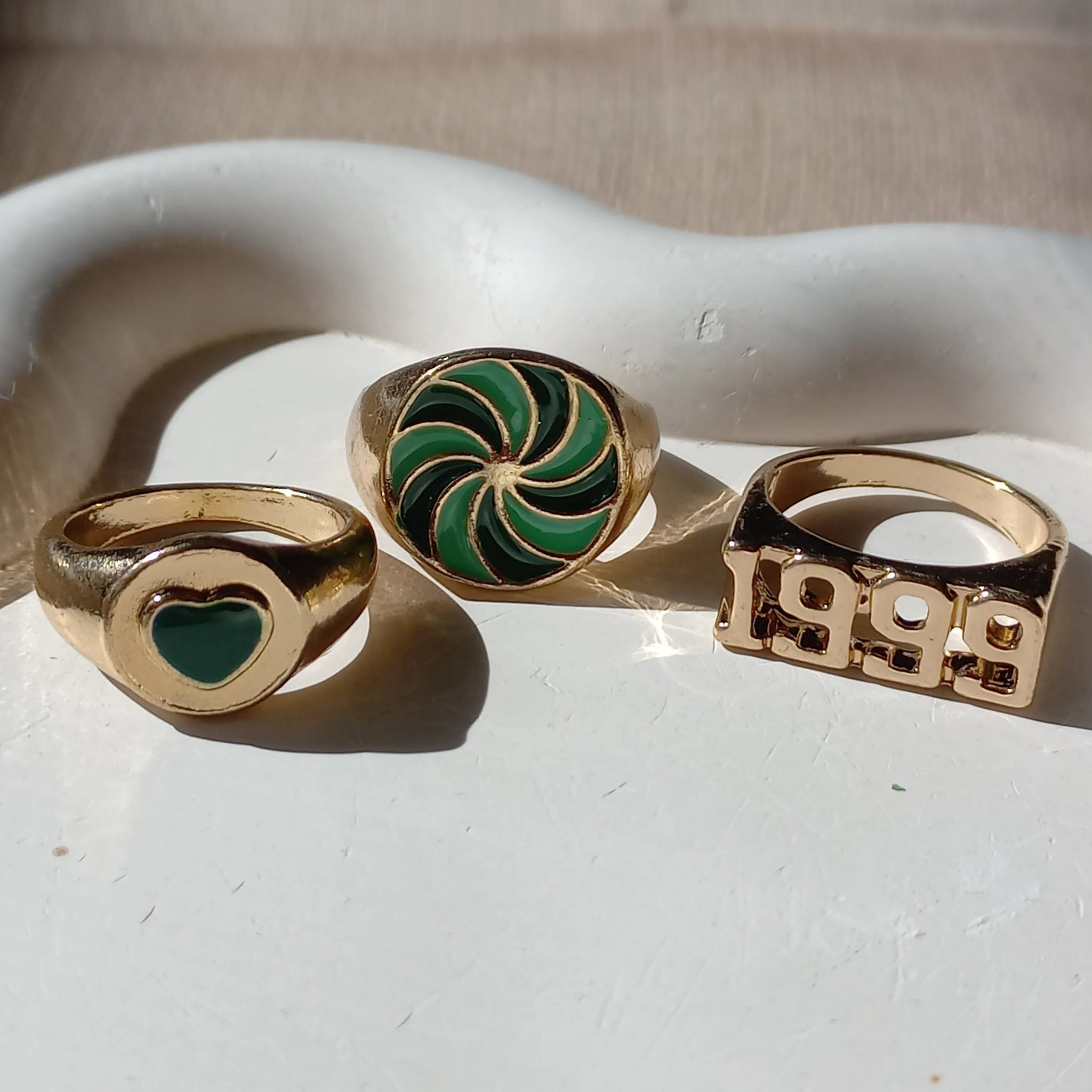 Green Nirvana Ring Set | Size 7 - Rings