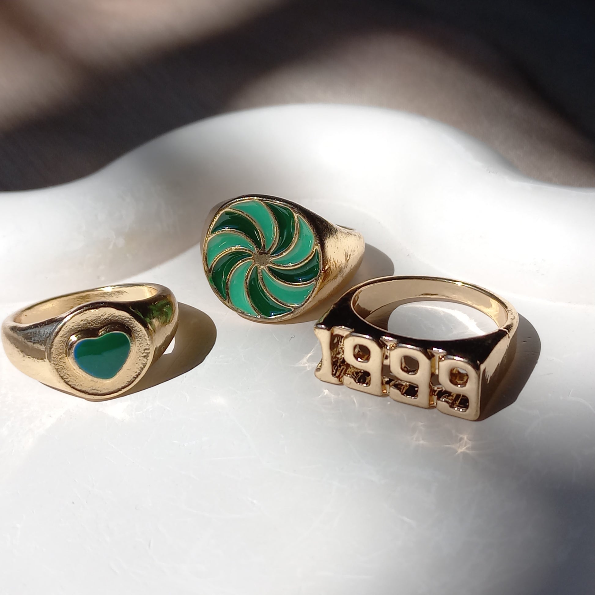 Green Nirvana Ring Set | Size 7 - 