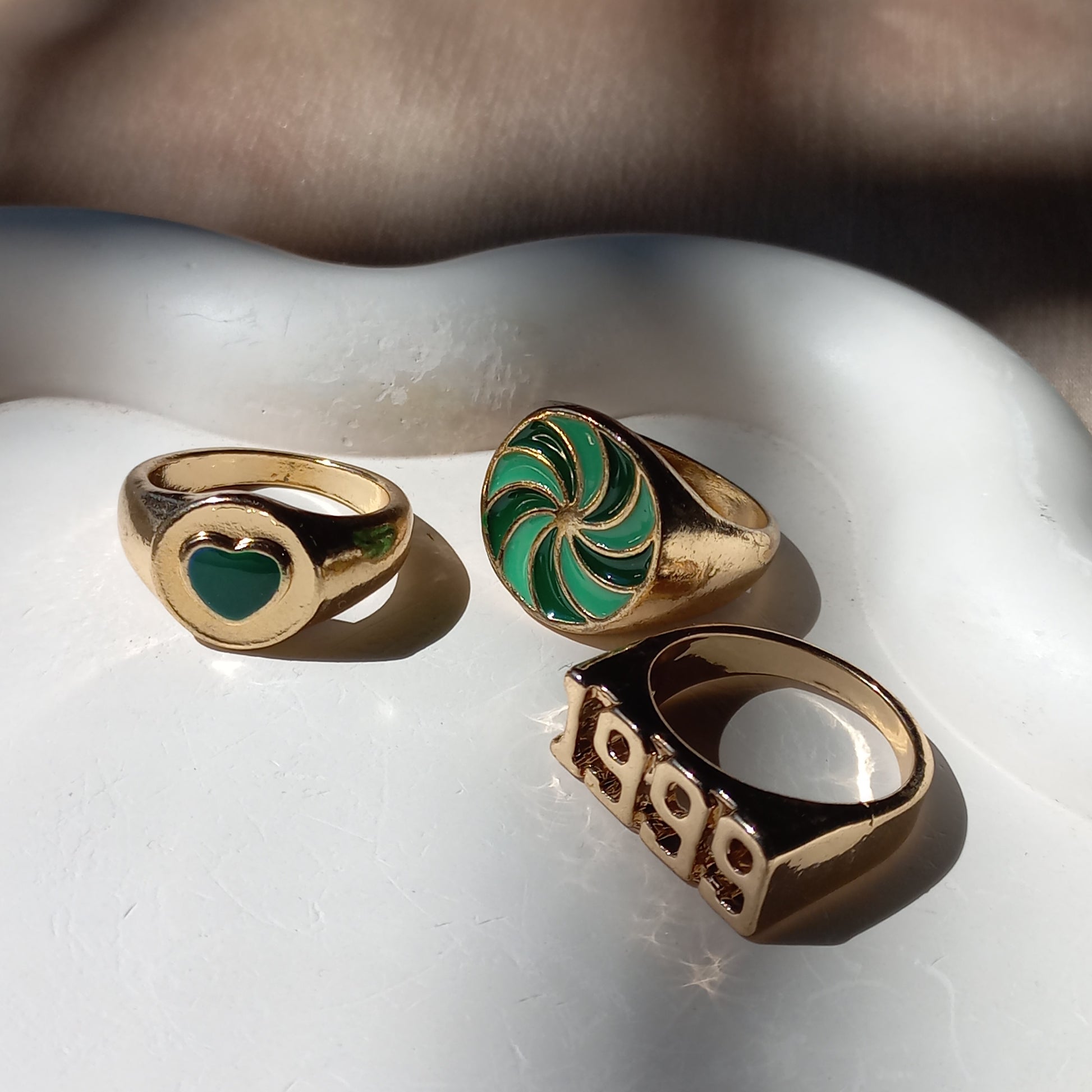 Green Nirvana Ring Set | Size 7 - 