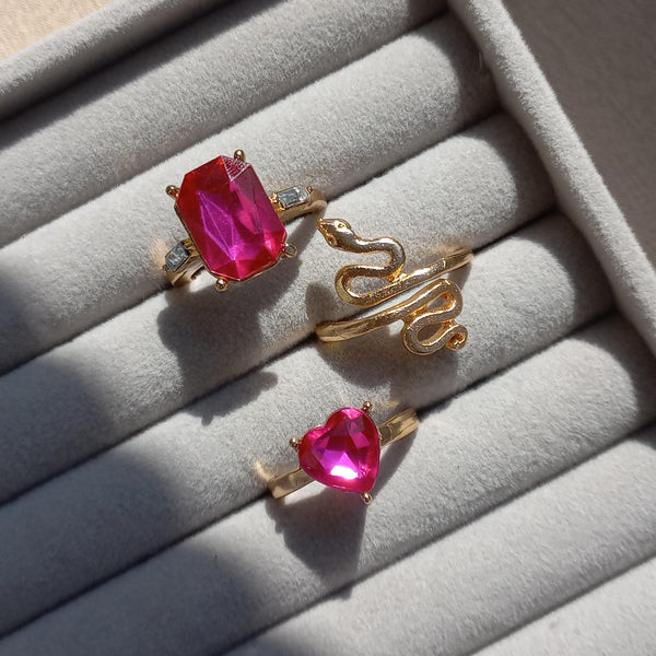 Pink Cascade Ring Set | Size 7.5 - Rings