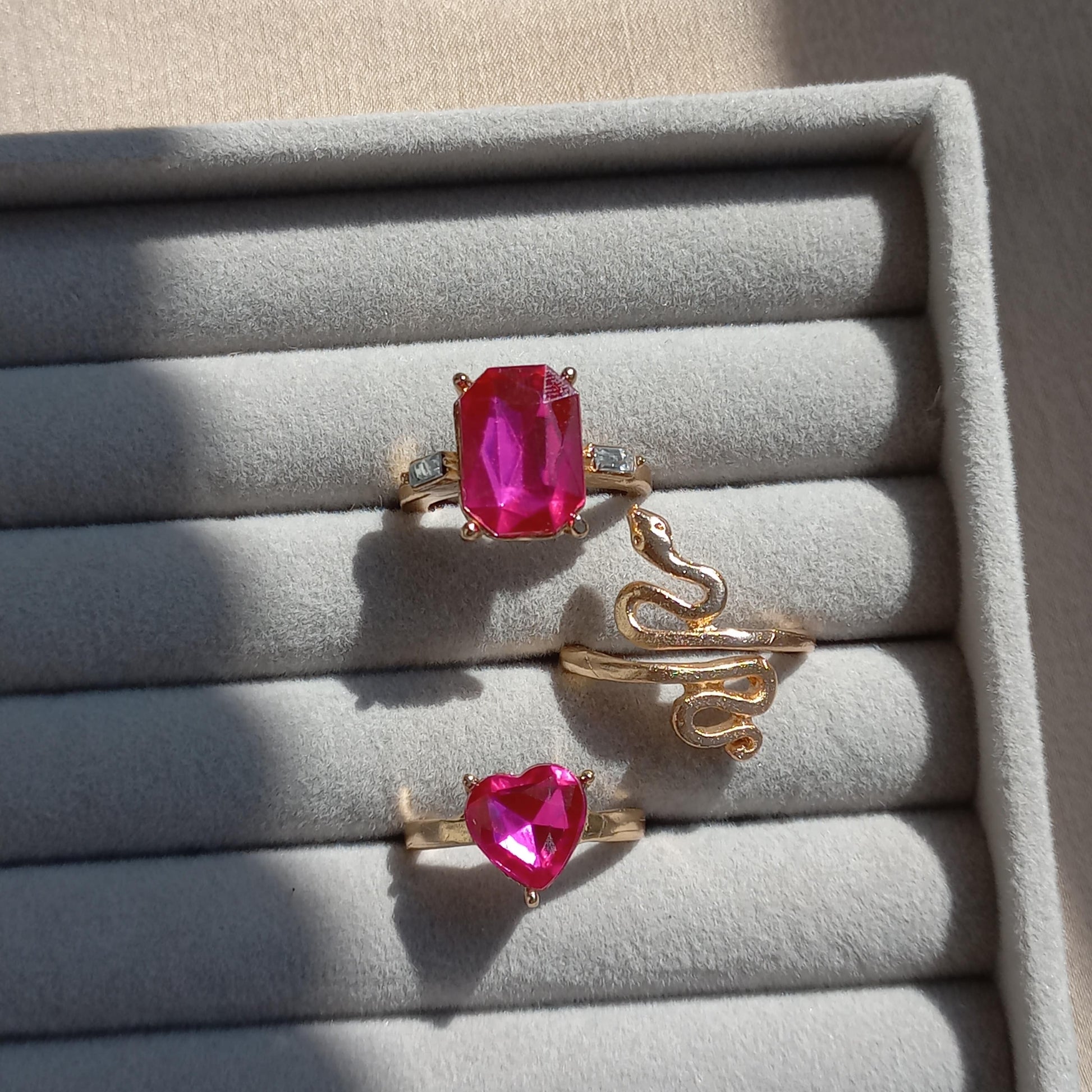 Pink Cascade Ring Set | Size 7.5 - 