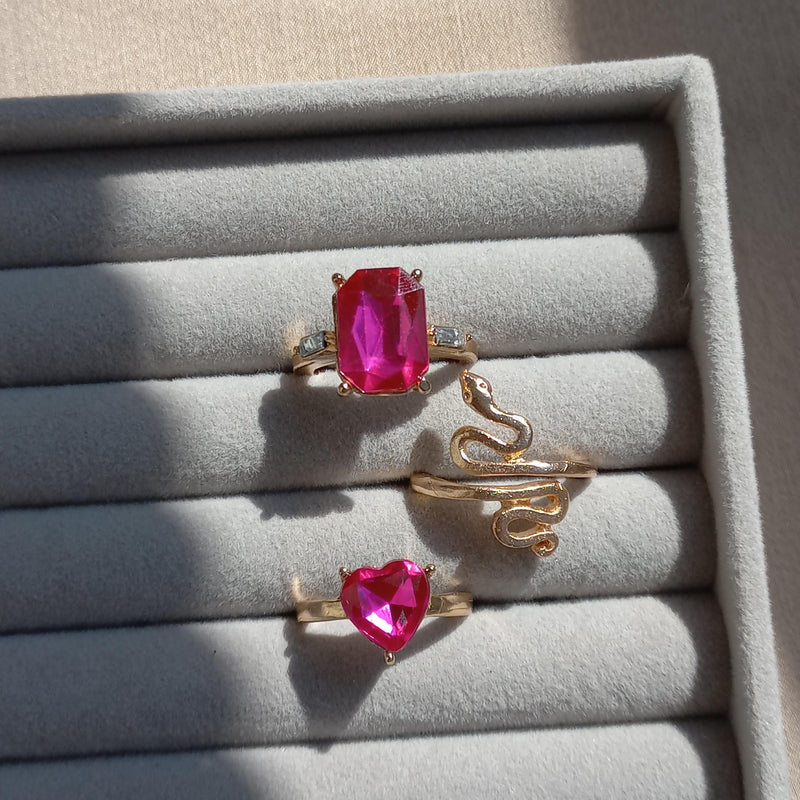 Pink Cascade Ring Set | Size 7.5