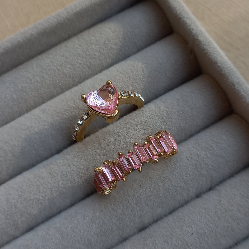 Pink Duo Ring Set | Size 7