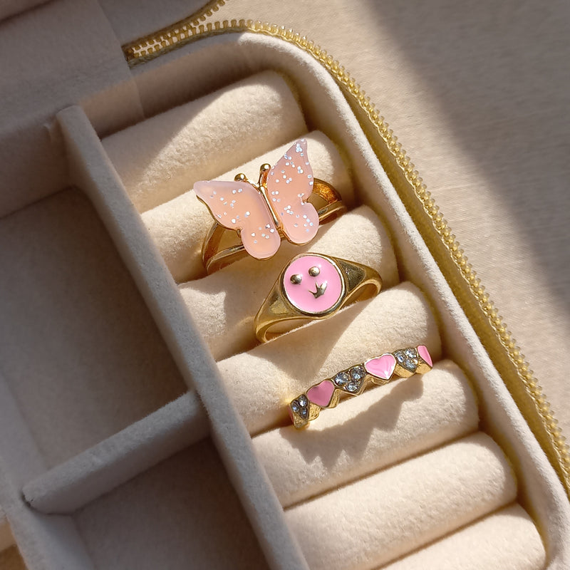 Pink Flutterby Ring Set | Size 7