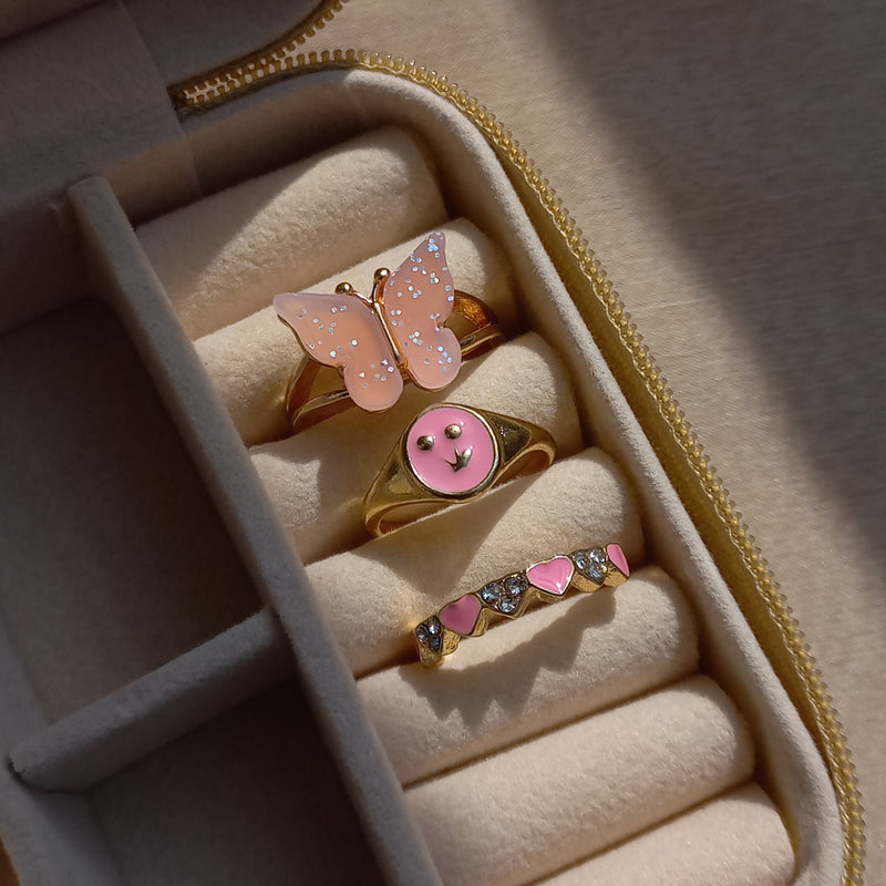 Pink Flutterby Ring Set | Size 7