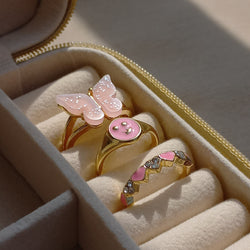 Pink Flutterby Ring Set | Size 7