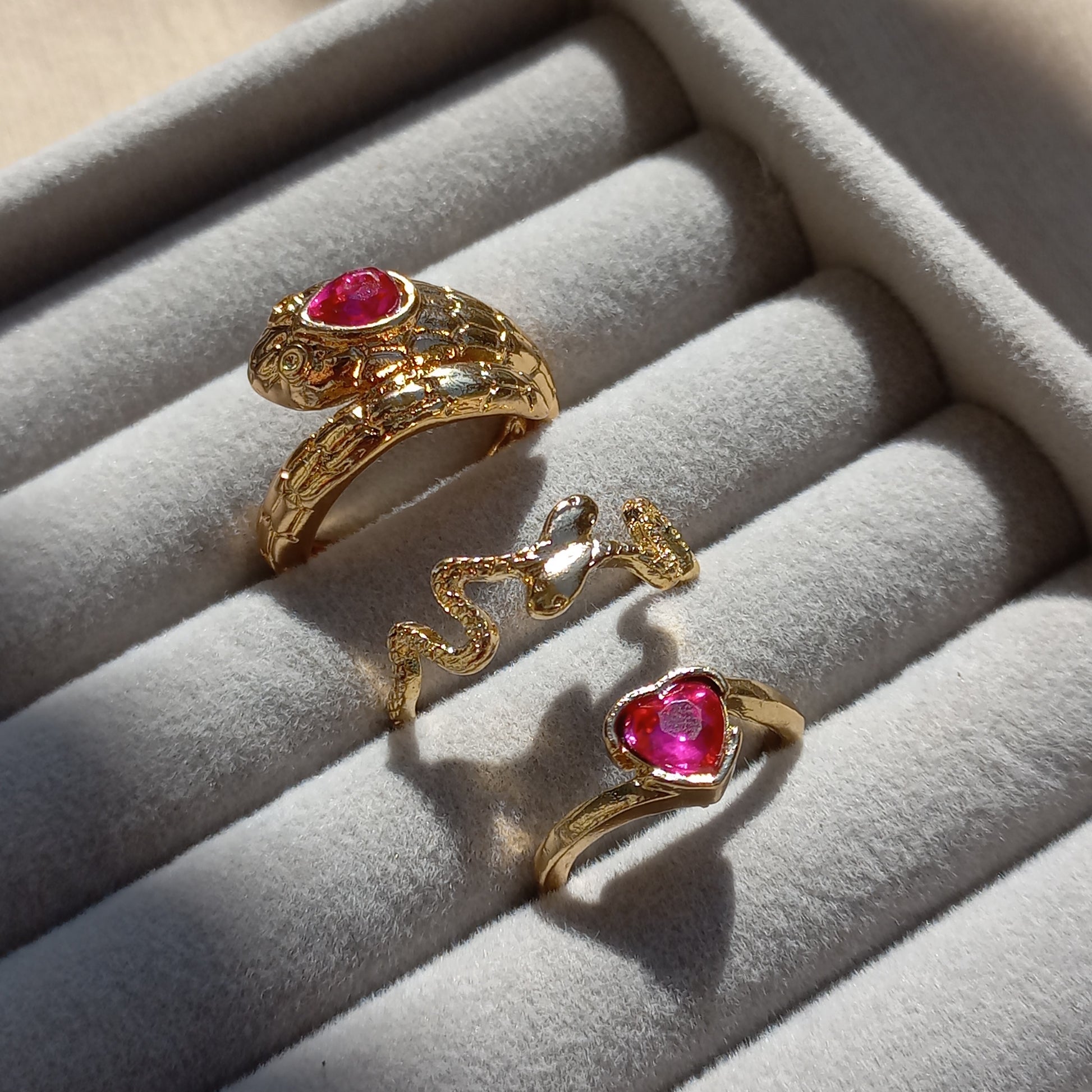 Pink Serpent Ring Set | Size 6.5 - 