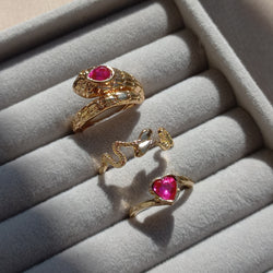 Pink Serpent Ring Set | Size 6.5