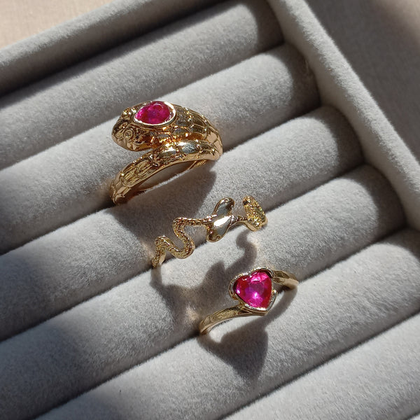 Pink Serpent Ring Set | Size 6.5 - Rings