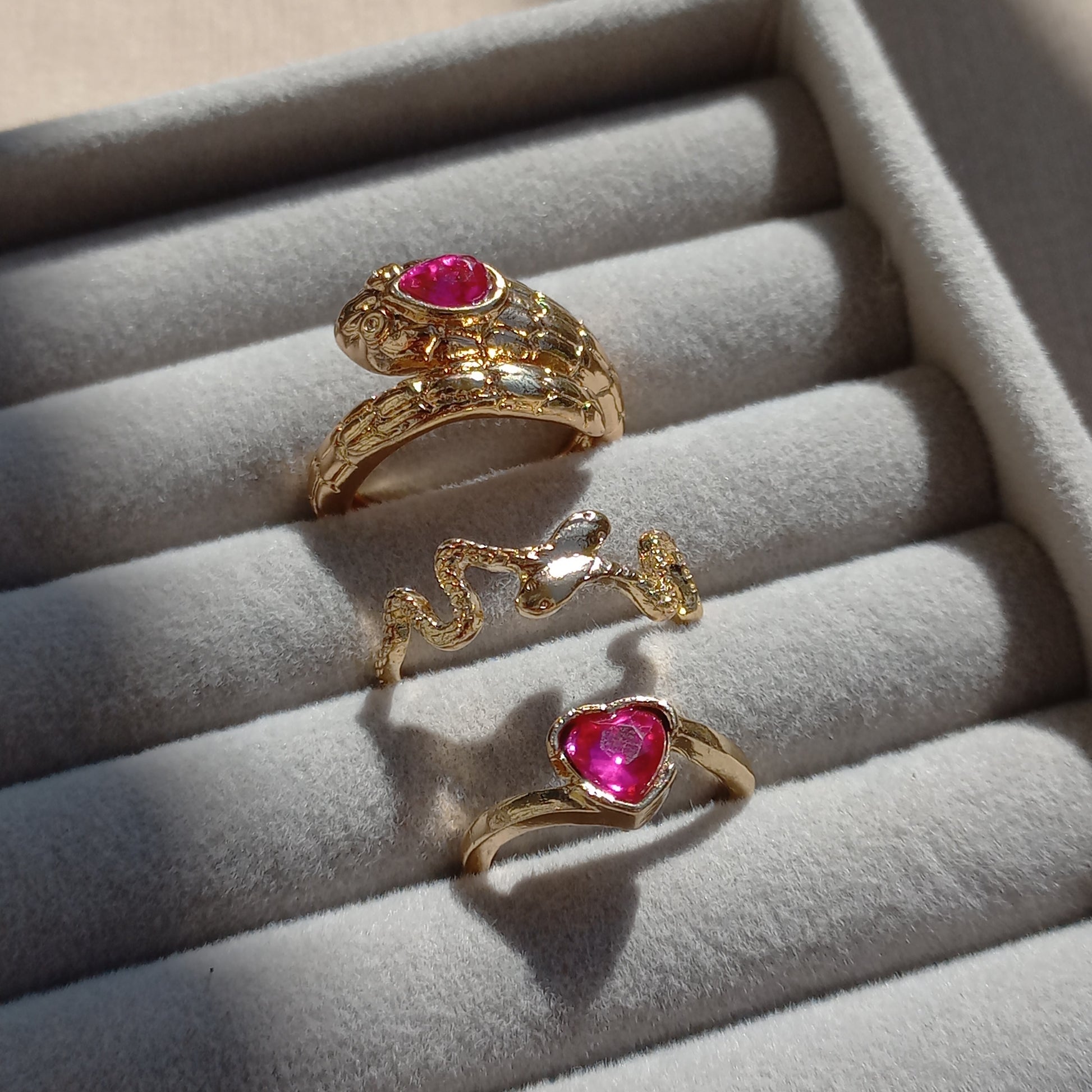 Pink Serpent Ring Set | Size 6.5 - 