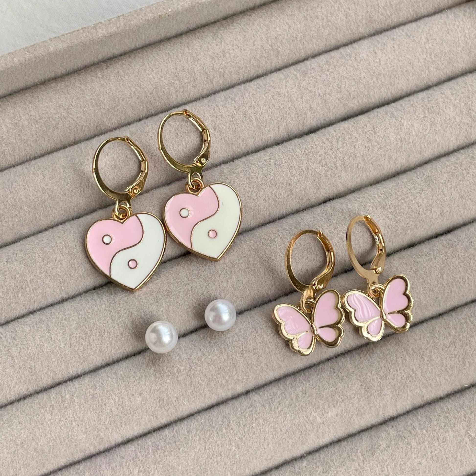 Pink Yin Yang Huggies - Earrings