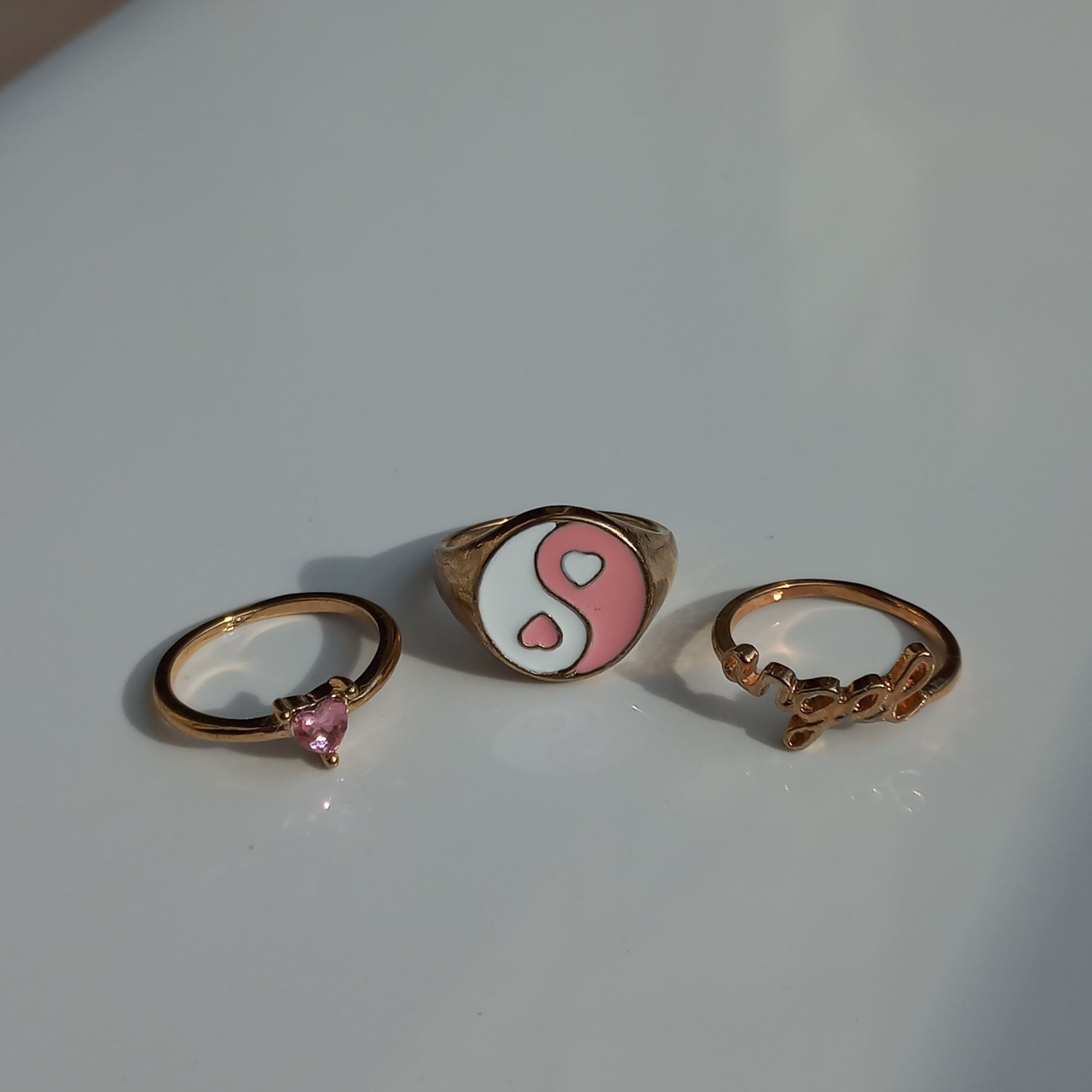 Pink Yin Yang Ring Set | Size 7.5 - 