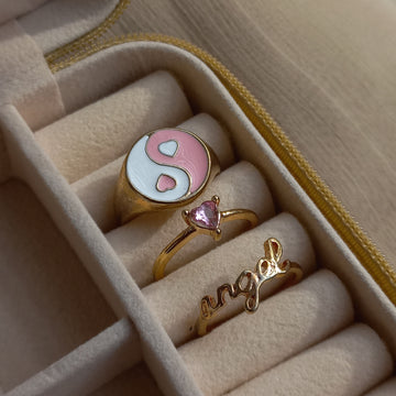 Pink Yin Yang Ring Set | Size 7.5 - Rings