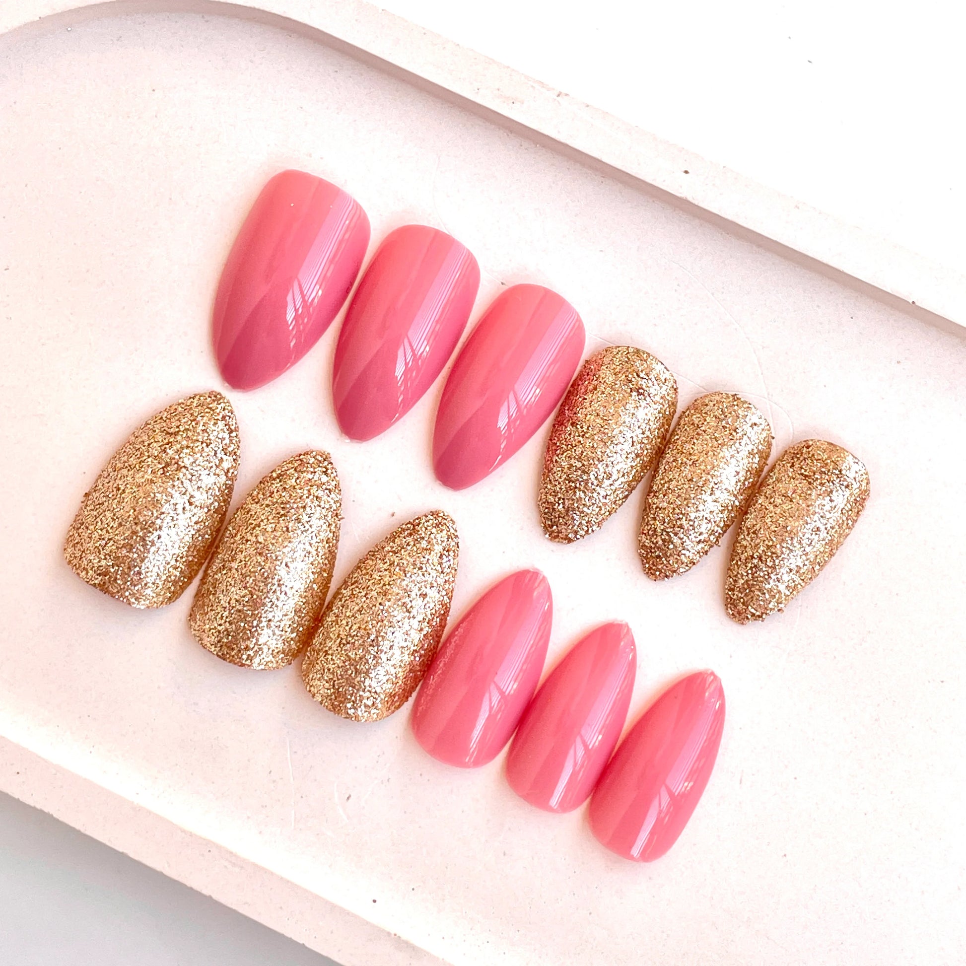 Pink & Gold Nails - 