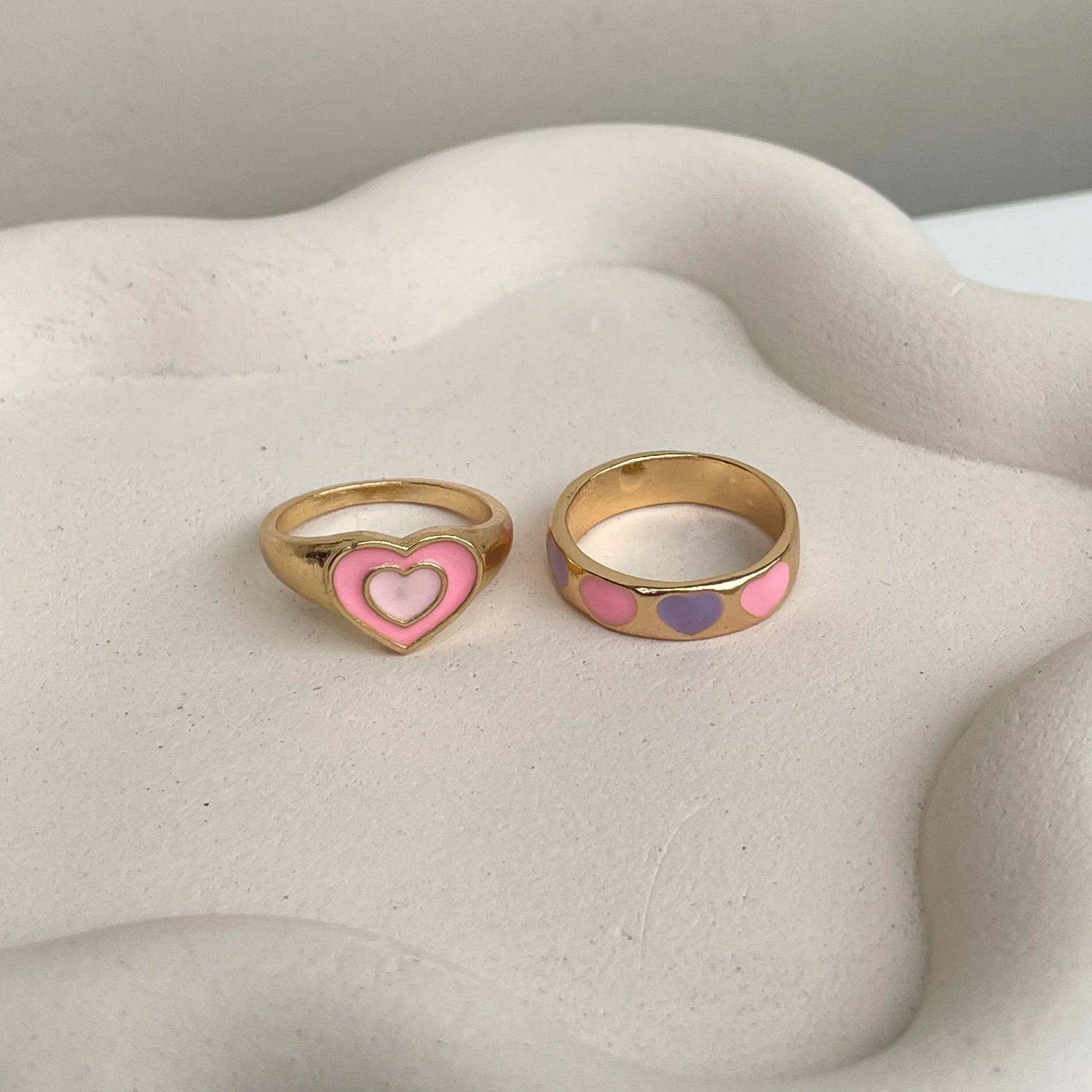 Pink Heart Duo Rings | Size 7.5 - Rings