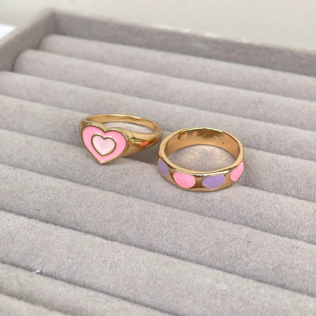 Pink Heart Duo Rings | Size 7.5 - Rings