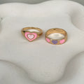 Pink Heart Duo Rings | Size 7.5 - 