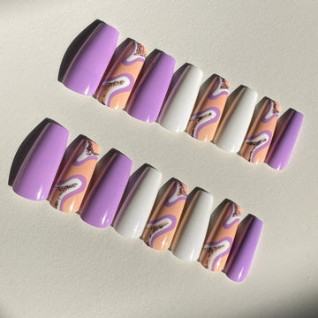 Purple Swirl Nails - Press on Nails