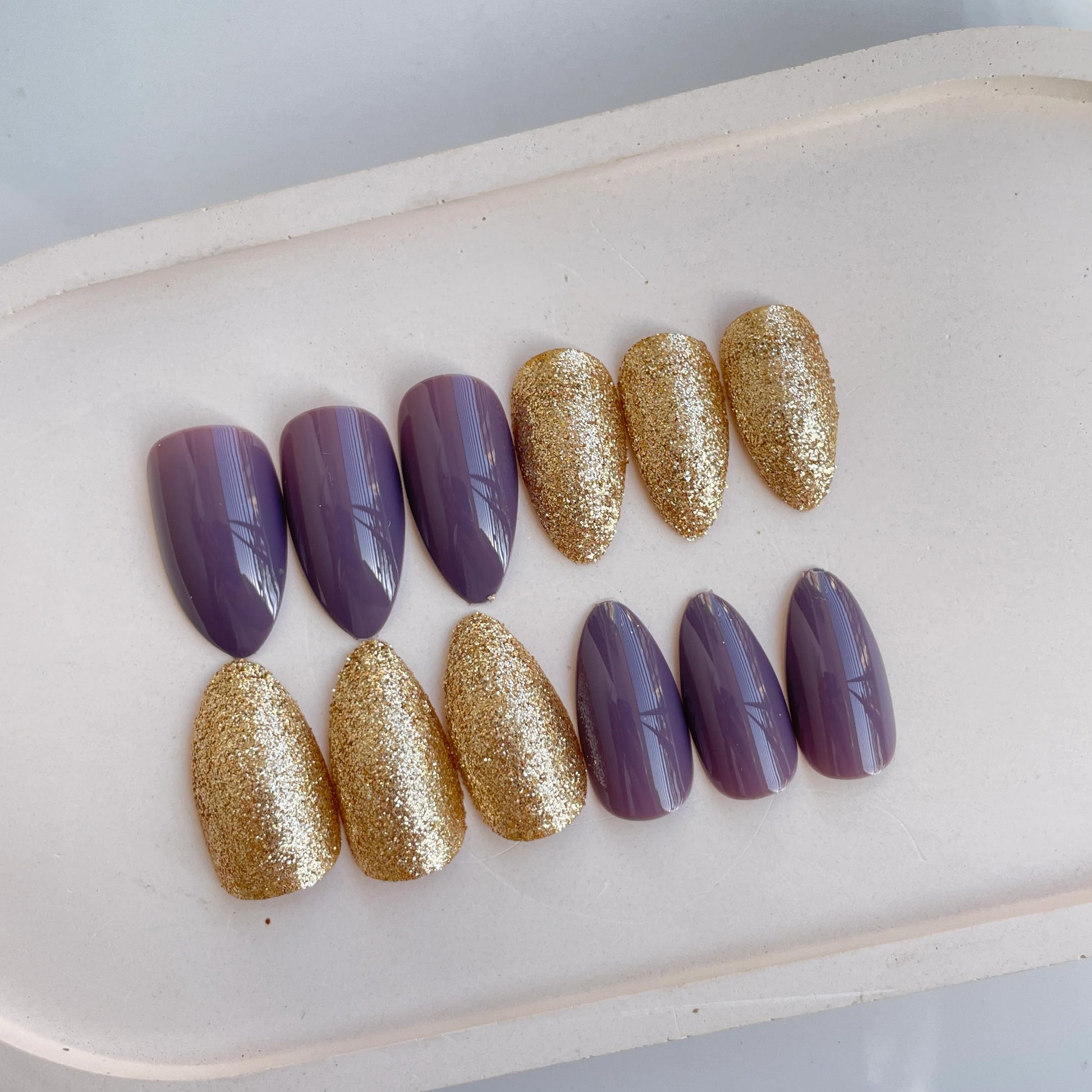 Purple & Gold Nails - 