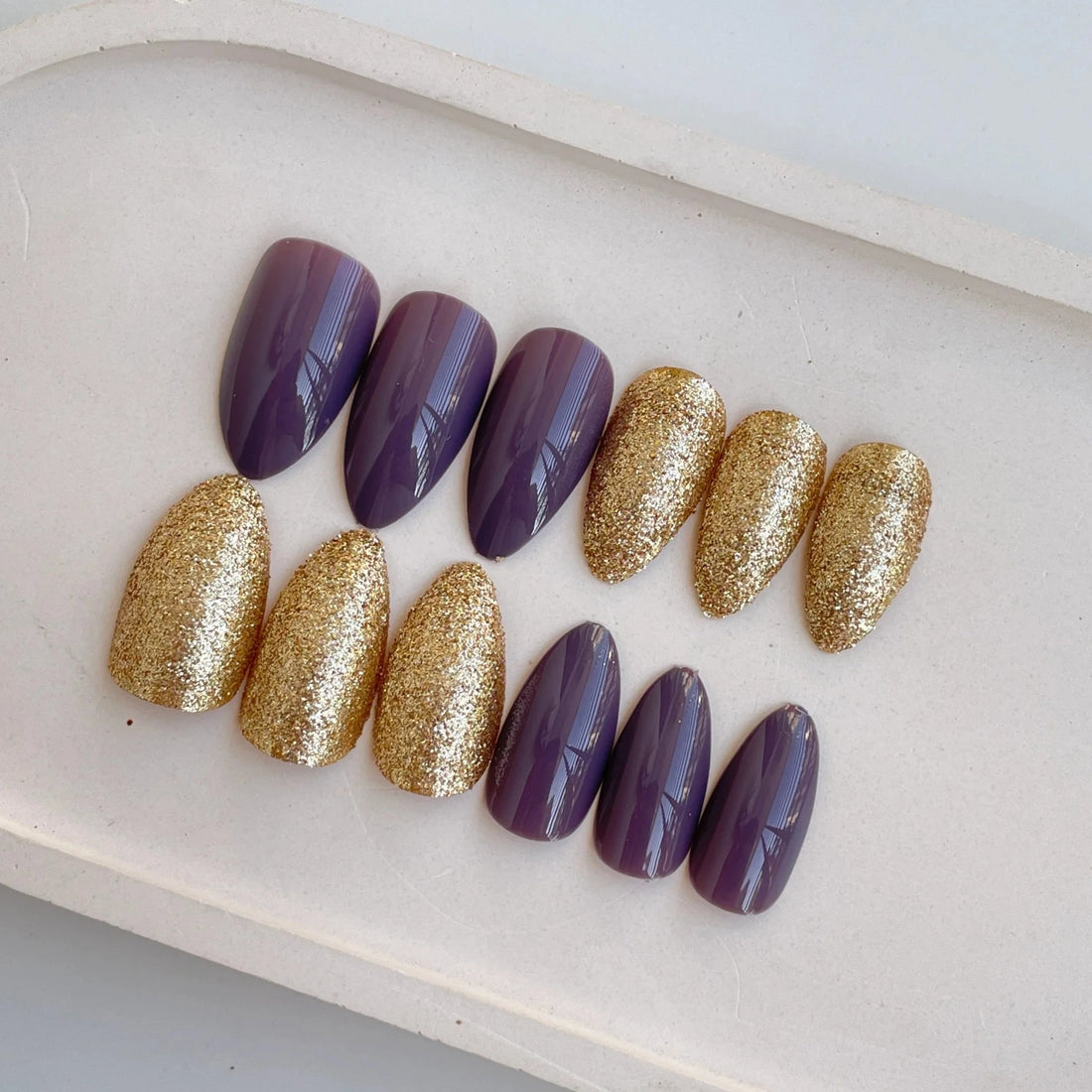 Purple & Gold Nails - Press on Nails