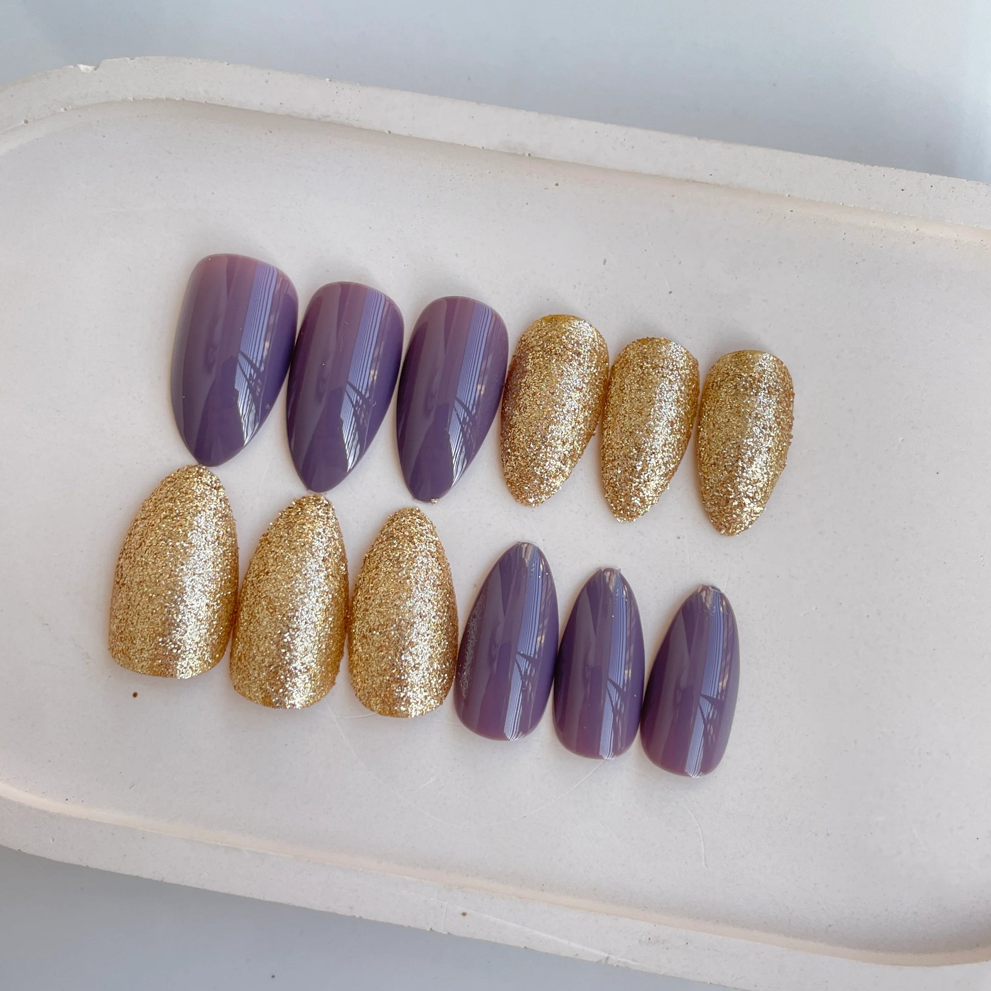 Purple & Gold Nails - 