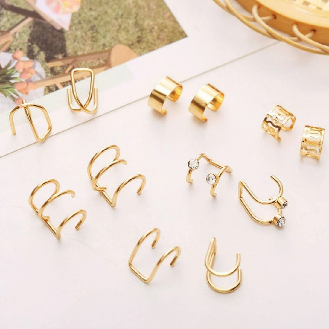 Set of 12 Non-Piercing EarCuffs - Earrings