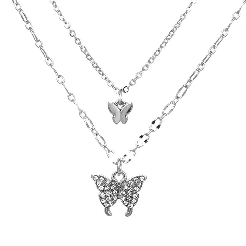 Silver Dual Butterfly Necklace | Anti-Tarnish