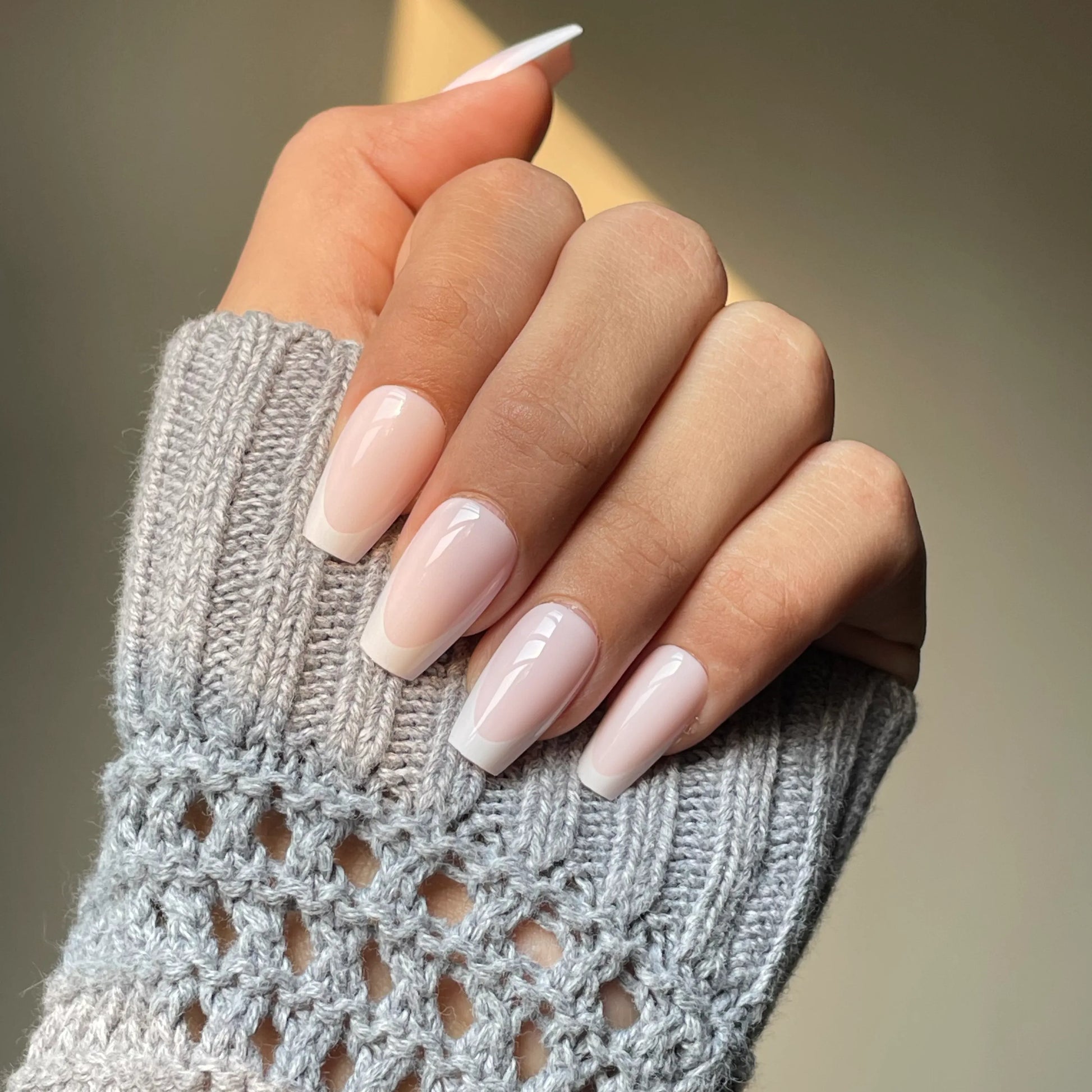 Coffin French Tip Nails - 