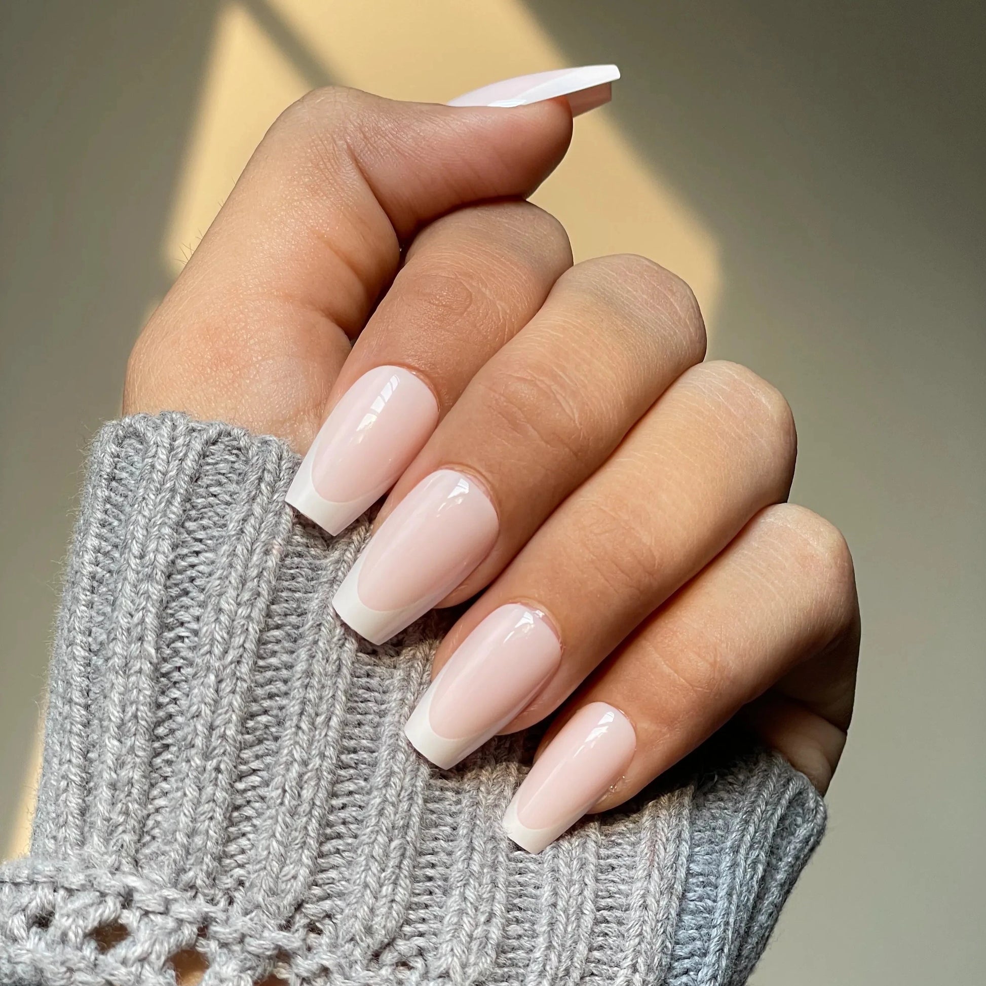 Coffin French Tip Nails - 