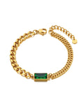 Stainless Steel Emerald Curb Bracelet - 