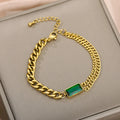 Stainless Steel Emerald Curb Bracelet - 