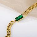 Stainless Steel Emerald Curb Bracelet - 