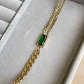 Stainless Steel Emerald Curb Bracelet - 