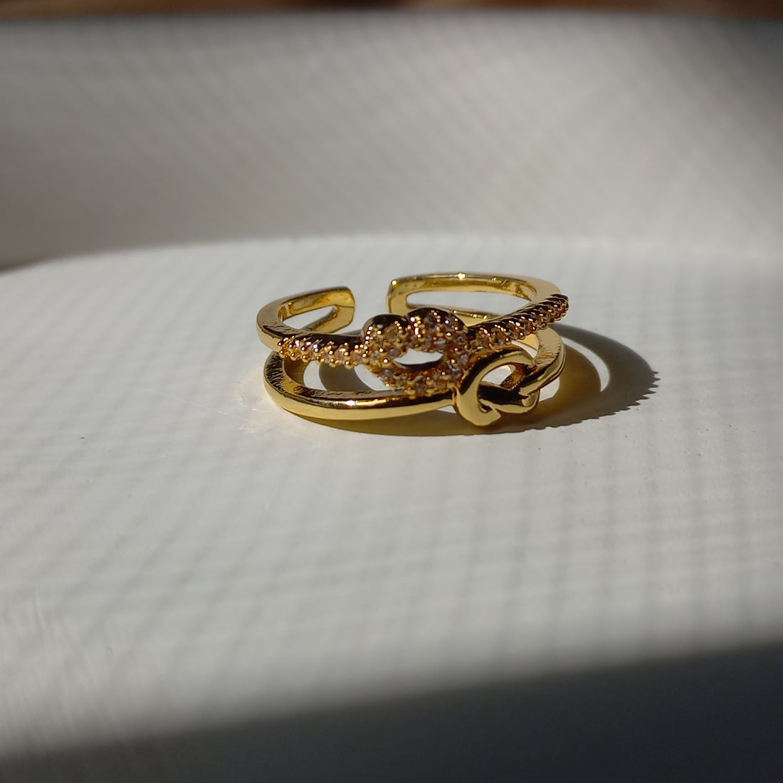 Stainless Steel Gold Cascade Ring (Adjustable) - Rings