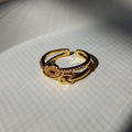 Stainless Steel Gold Cascade Ring (Adjustable) - 