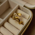 Stainless Steel Golden Hug Ring - 