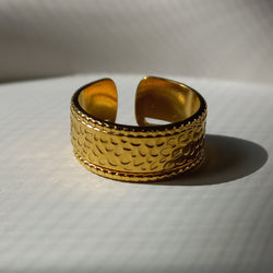 Stainless Steel Textured Gold Band (Adjustable)