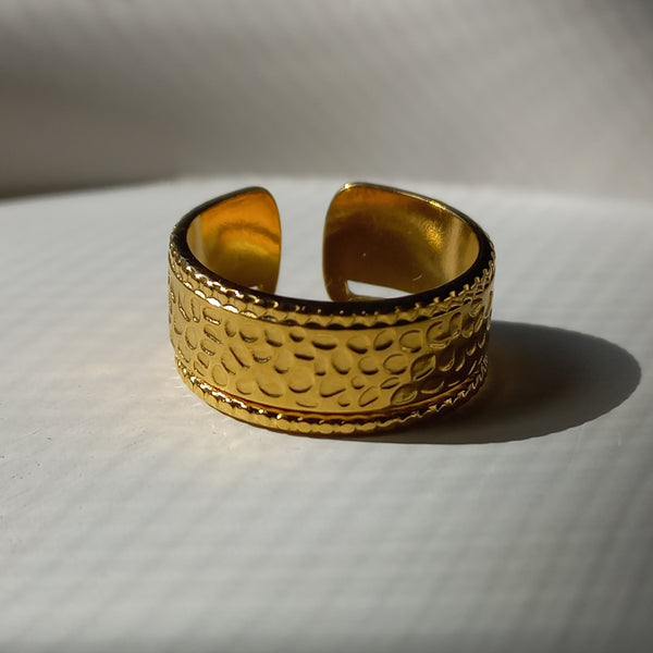 Stainless Steel Textured Gold Band