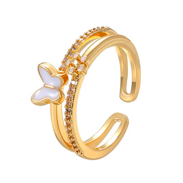 Stainless Steel Dainty Butterfly Ring | Adjustable