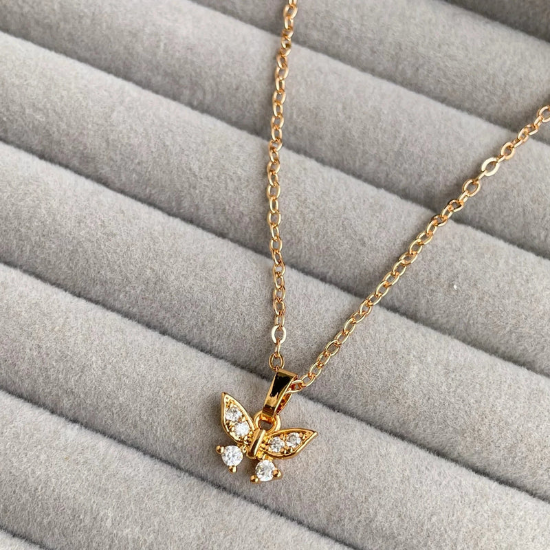 Studded Butterfly Pendant | Anti-Tarnish