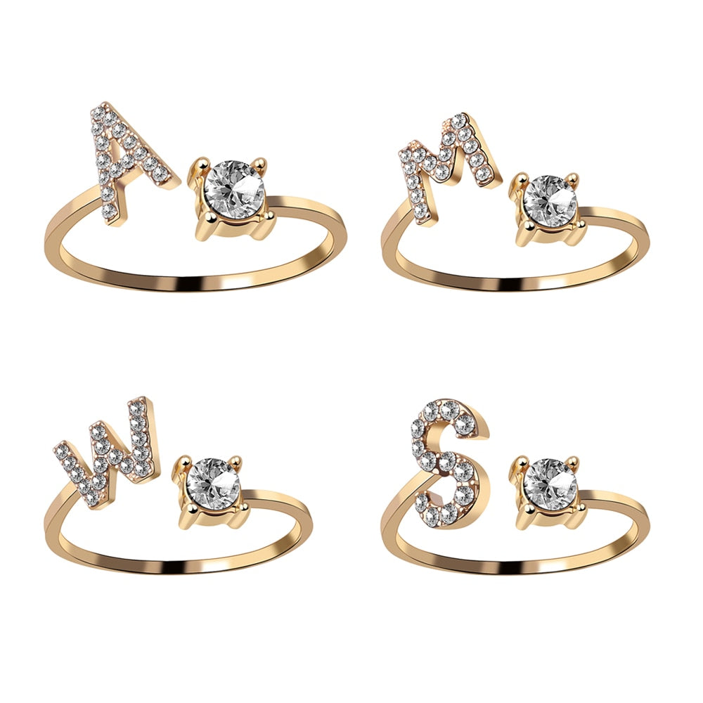 Alphabet Ring - Gold | Tarnish-Free (Adjustable) - Rings