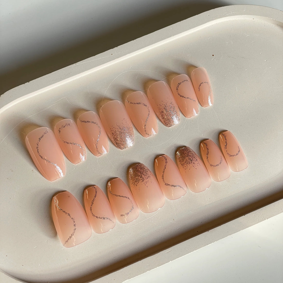 Nude Shimmer Nails - Press on Nails