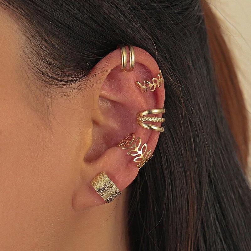 Non-piercing Floral EarCuffs Set | 5 Pcs - Earrings