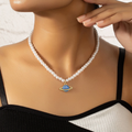 Shein Royal Blue Planet Necklace - Necklaces