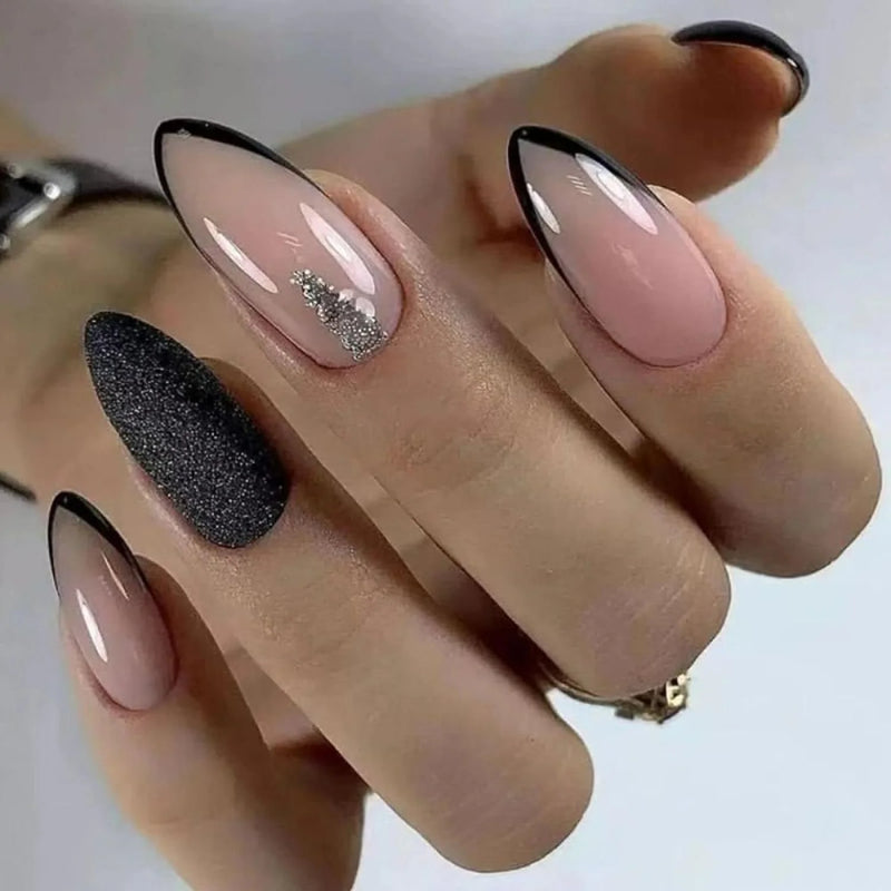 Almond Black Delight Nails