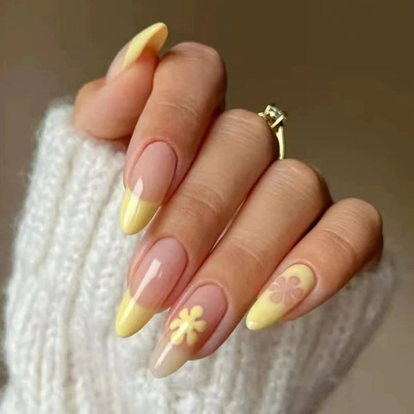 Almond Daisy Nails