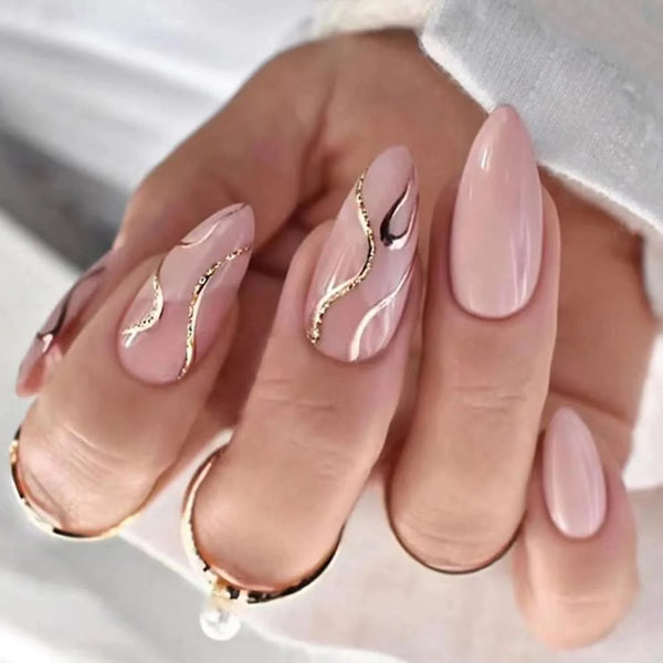 Almond Glitter Glam Nails