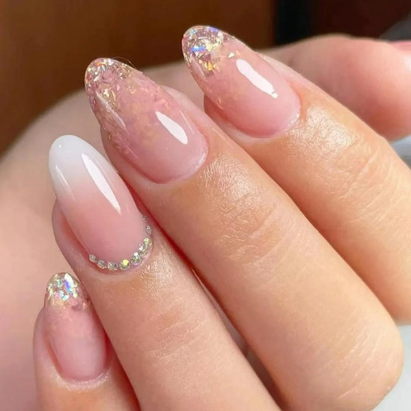 Almond Glitter Ombre Nails